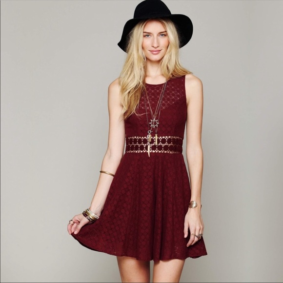 Free People Dresses & Skirts - ⚡️ CLEARING OUT SALE ⚡️Maroon FP crochet  dress